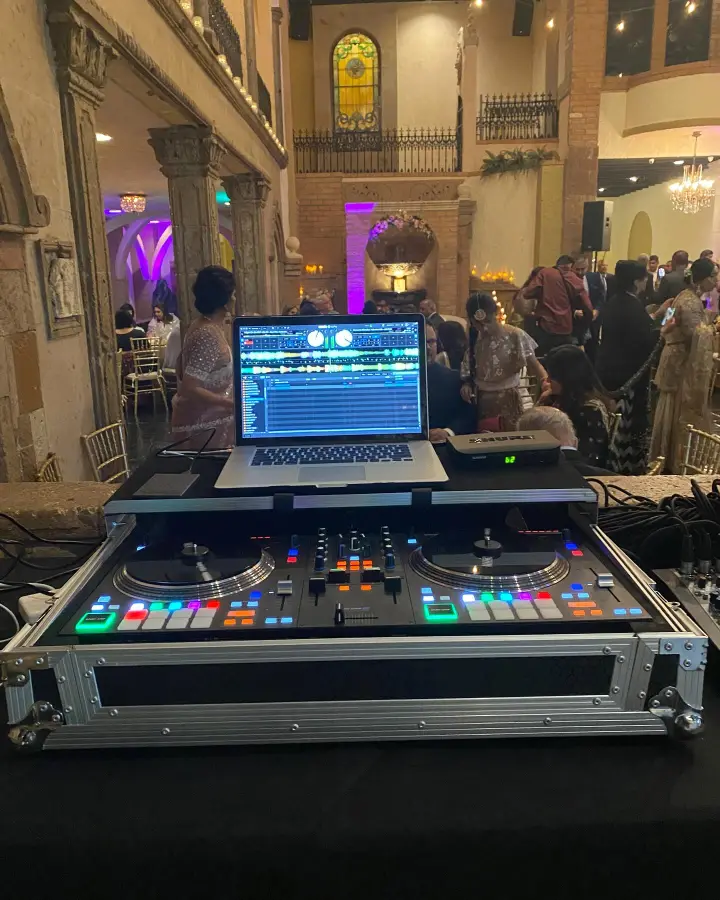 DJ setup at a banquet hall