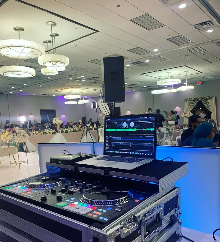 DJ booth at a wedding reception